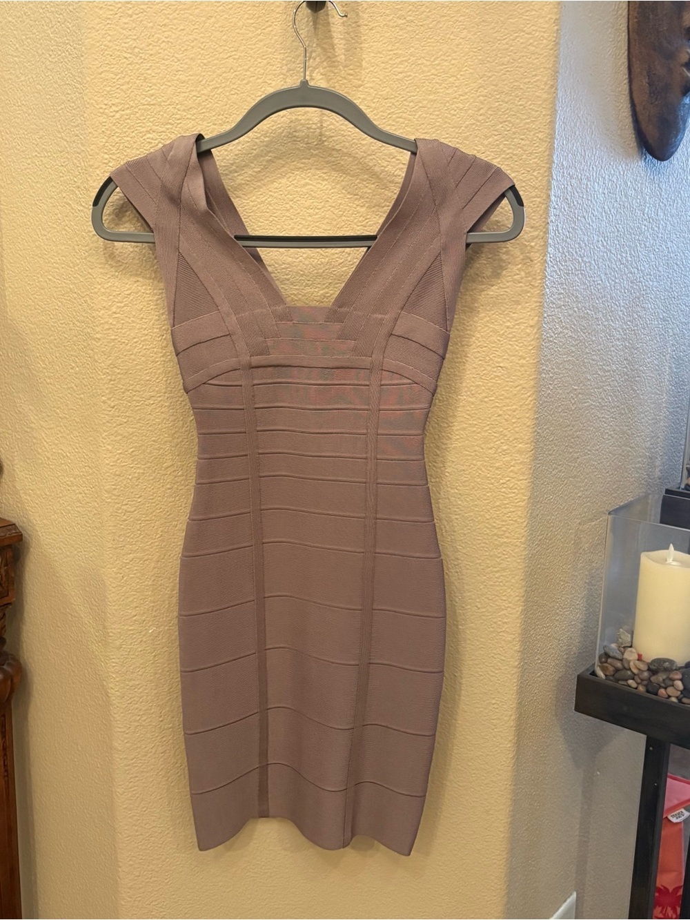 HERVE LEGER Women Gray Fitted Bandage Mini Dress Size XXS